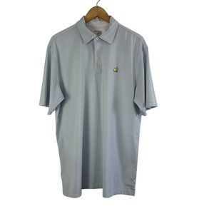 Masters Tech Polo Shirt Mens‎ Large Blue White Striped Golf Stretch Performance